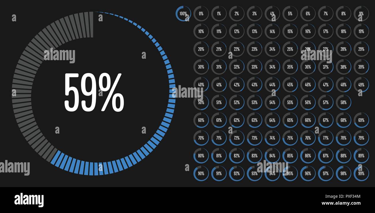 Set of circle percentage diagrams from 0 to 100 ready-to-use for web ...