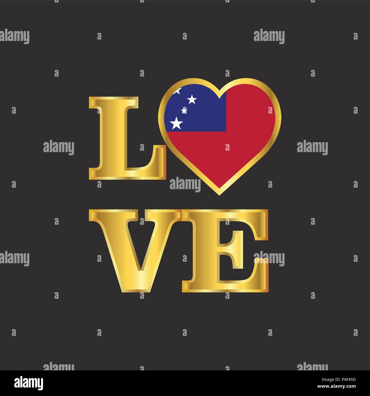 Love typography Samoa flag design vector Gold lettering Stock Vector ...