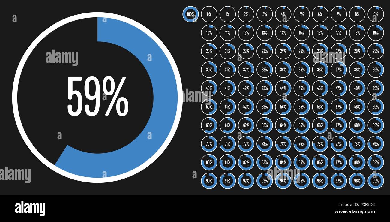 Set of circle percentage diagrams from 0 to 100 ready-to-use for web ...