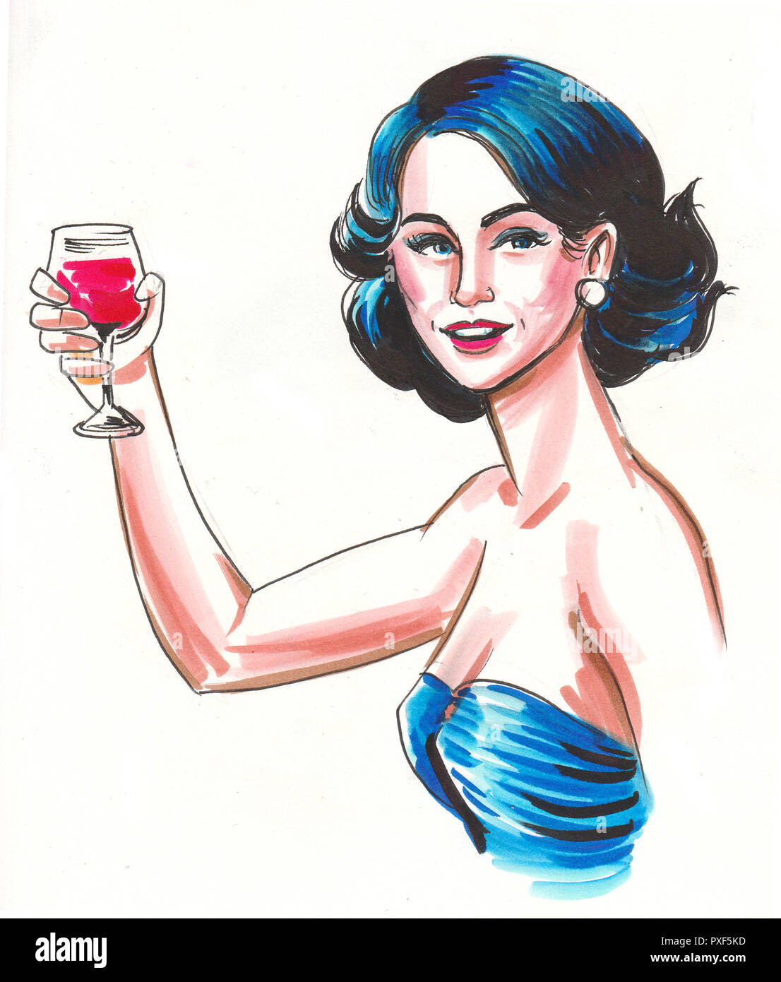 Blue Dress with Glass
