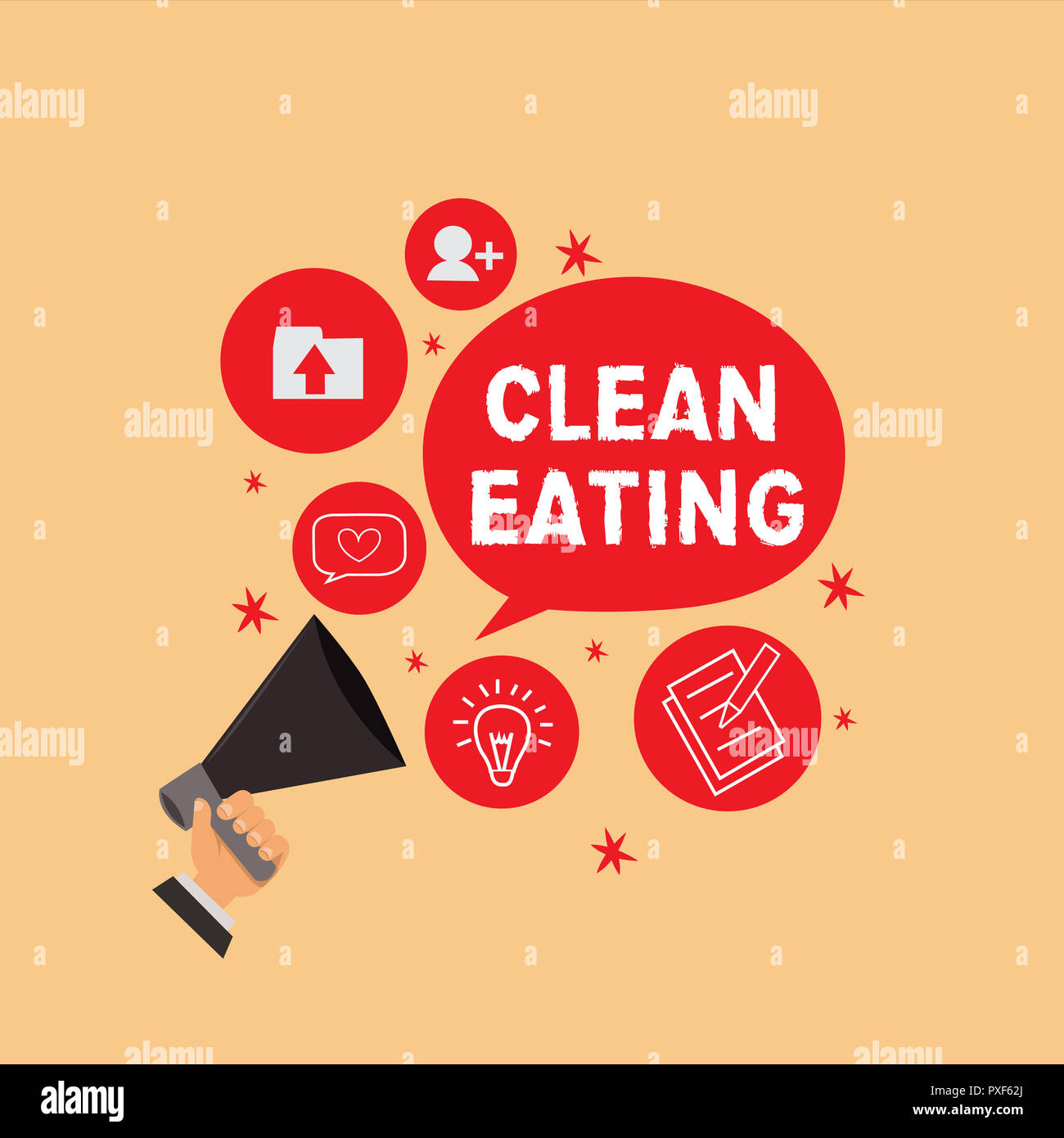Connote Eating Handwriting text writing Clean Eating. Concept meaning Practice of ...