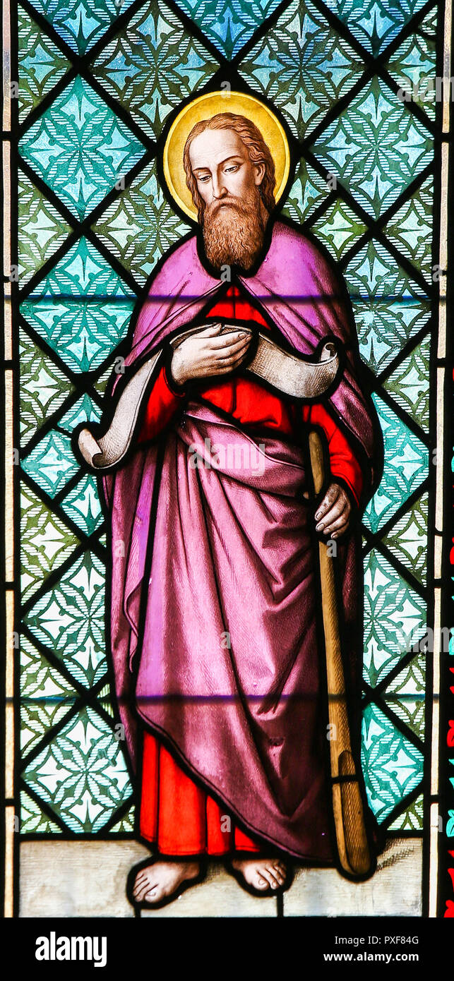 Stained Glass in St Vitus Cathedral, Prague, depicting Saint James the