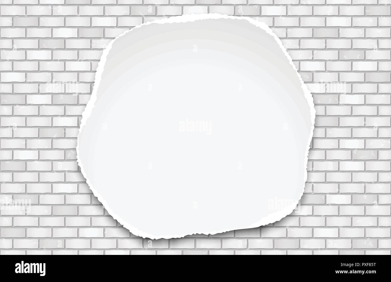 Round Ripped Note Book Background White ripped round note paper for text or message on brick wall ...