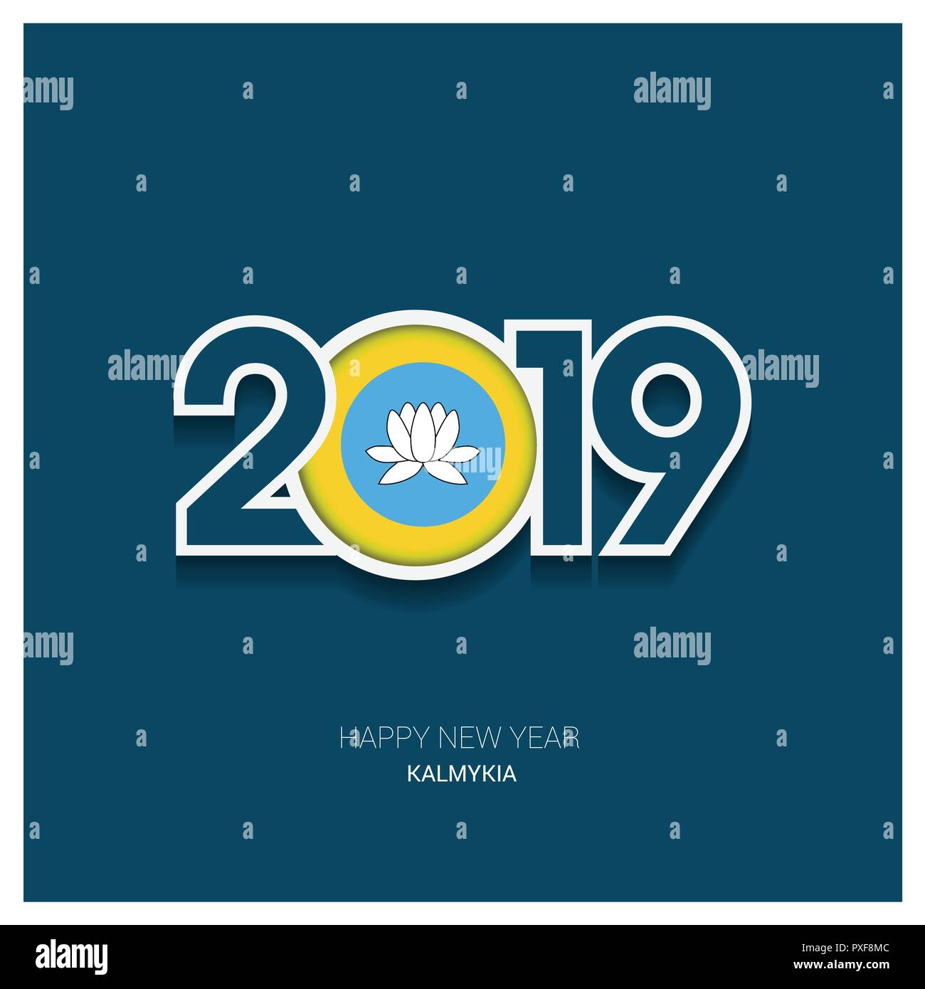 2019 Kalmykia Typography, Happy New Year Background Stock Vector