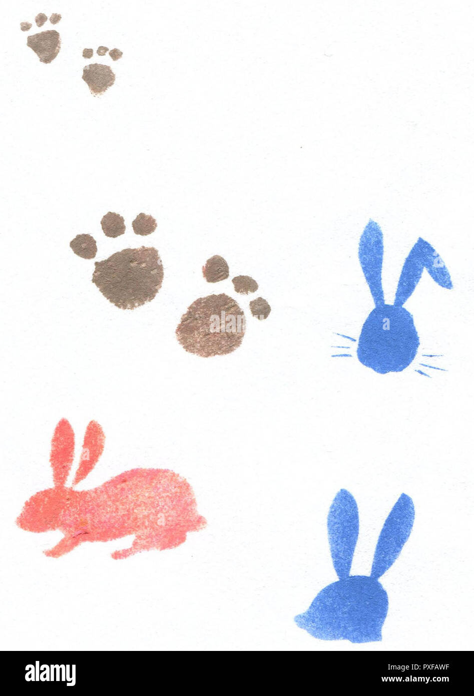 Stenciled Stylized Rabbit Stock Photo - Alamy