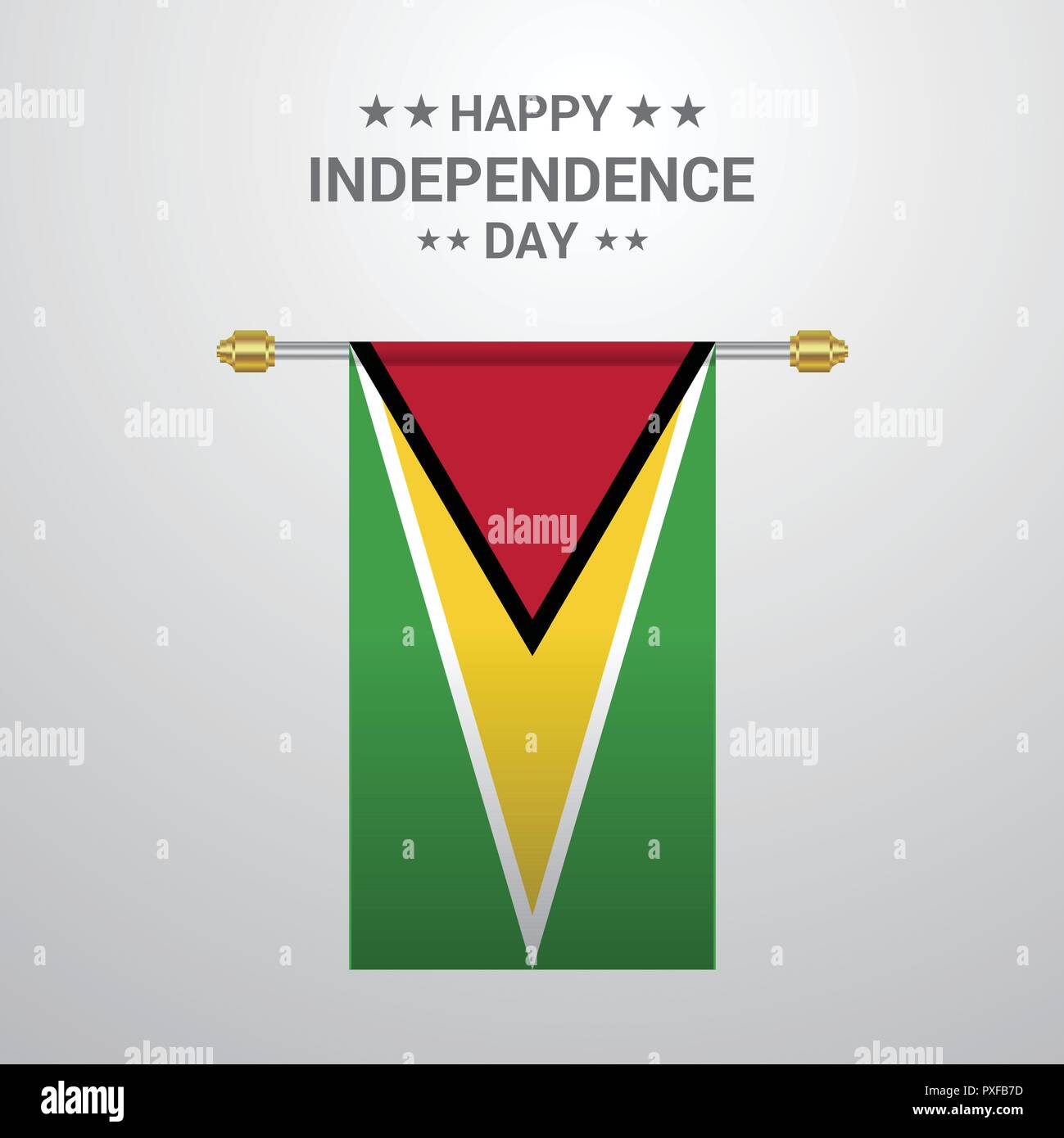 Guyana Independence day hanging flag background Stock Vector Image