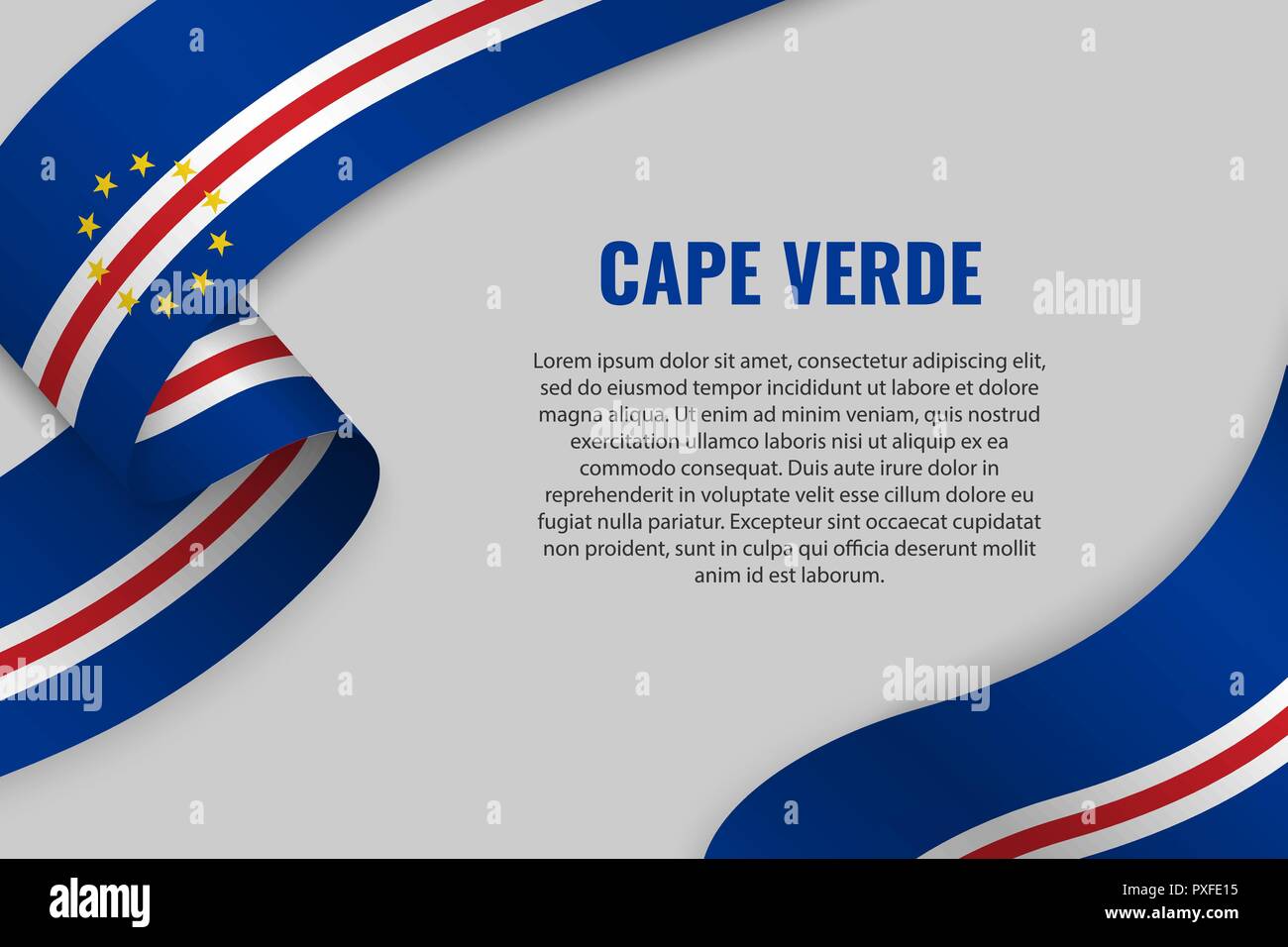 Waving Ribbon Or Banner With Flag Of Cape Verde Template For