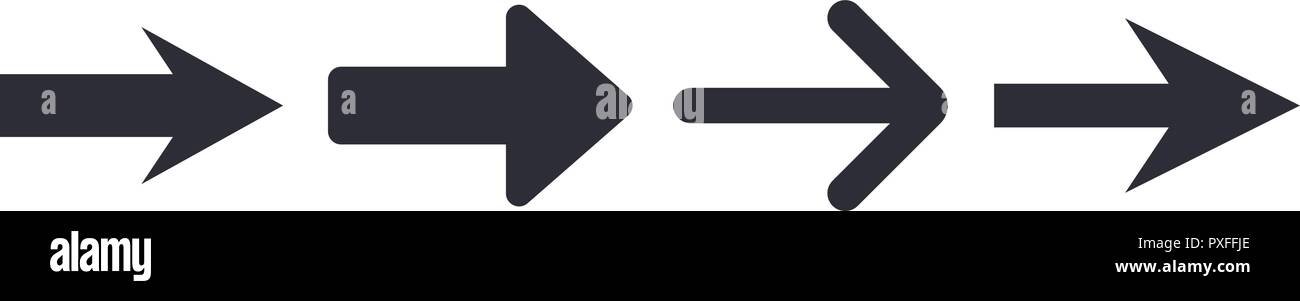 Black flat simple arrows Stock Vector