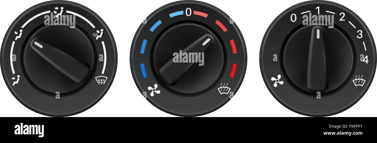 Car dashboard knob switch set. Auto air conditioner Stock Vector Image ...