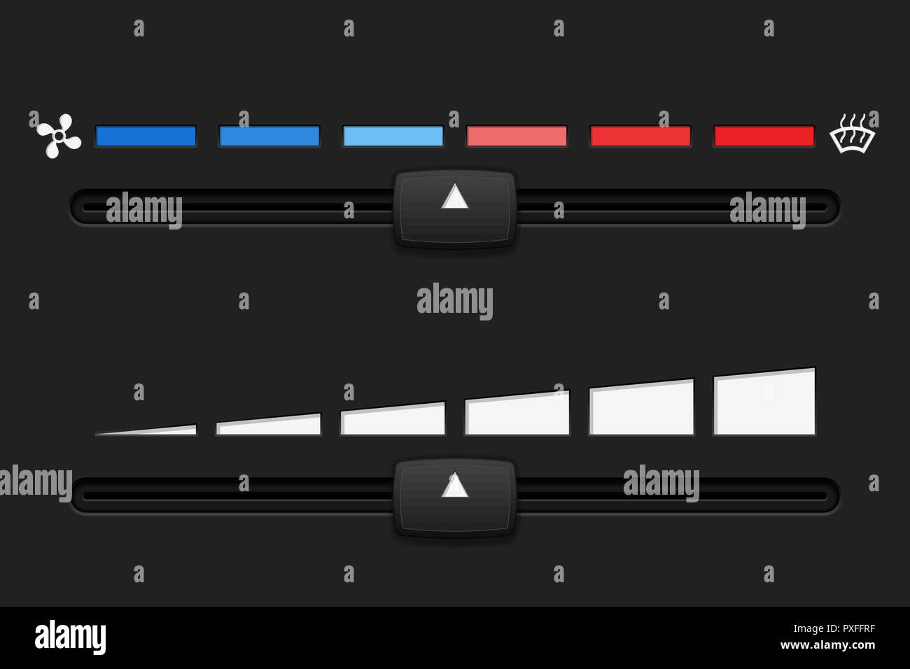 Car dashboard elements with level sliders Stock Vector