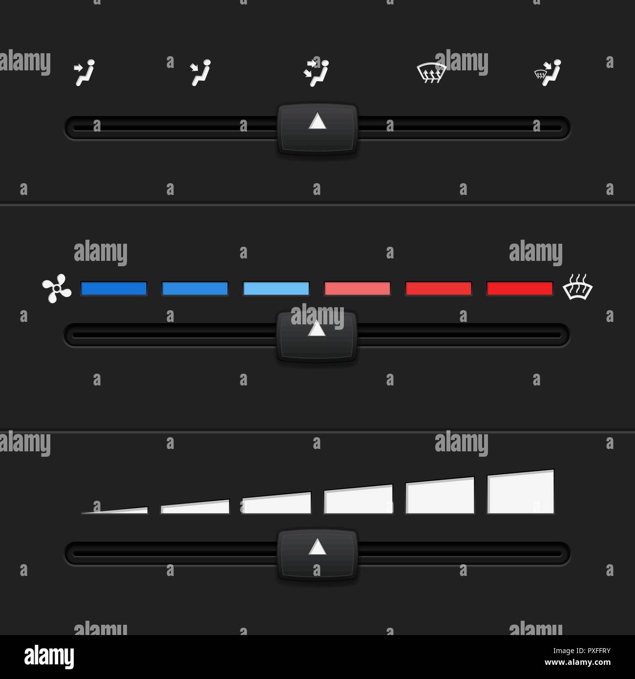 Car dashboard elements with level sliders Stock Vector