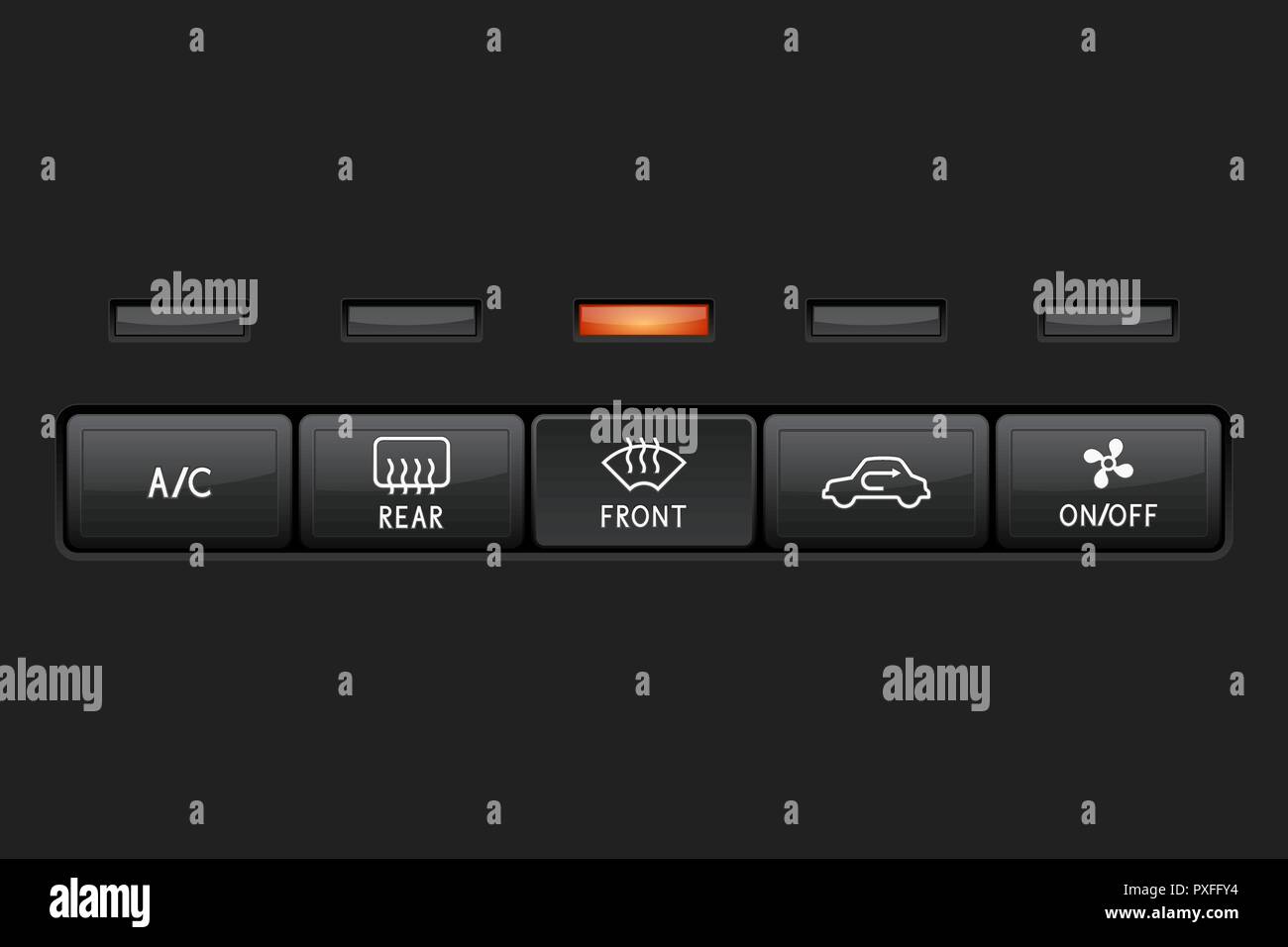 Car dashboard black buttons. Front glass heating ON Stock Vector Image &  Art - Alamy