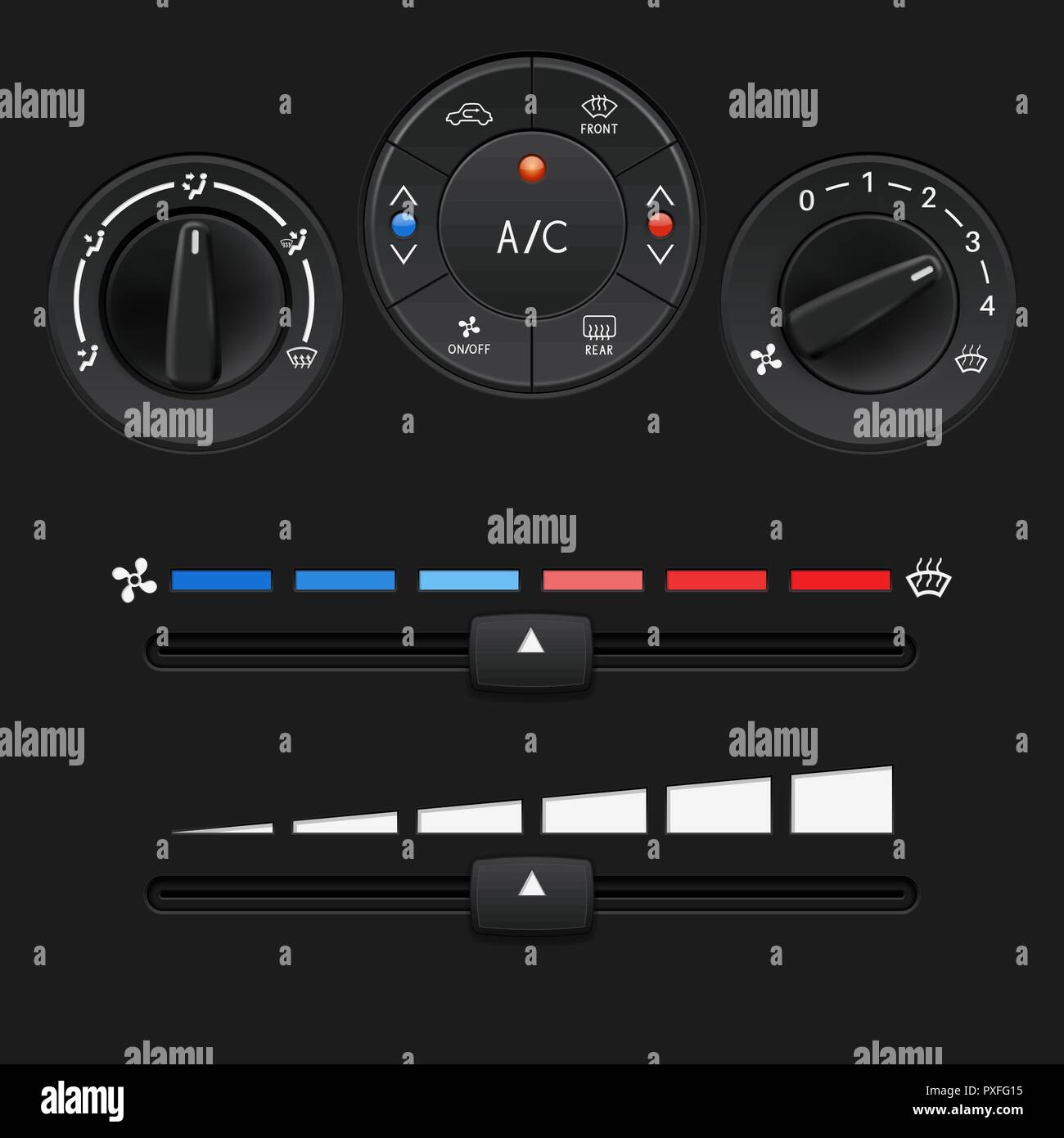 Car dashboard control panel. Black buttons and sliders Stock Vector Image &  Art - Alamy