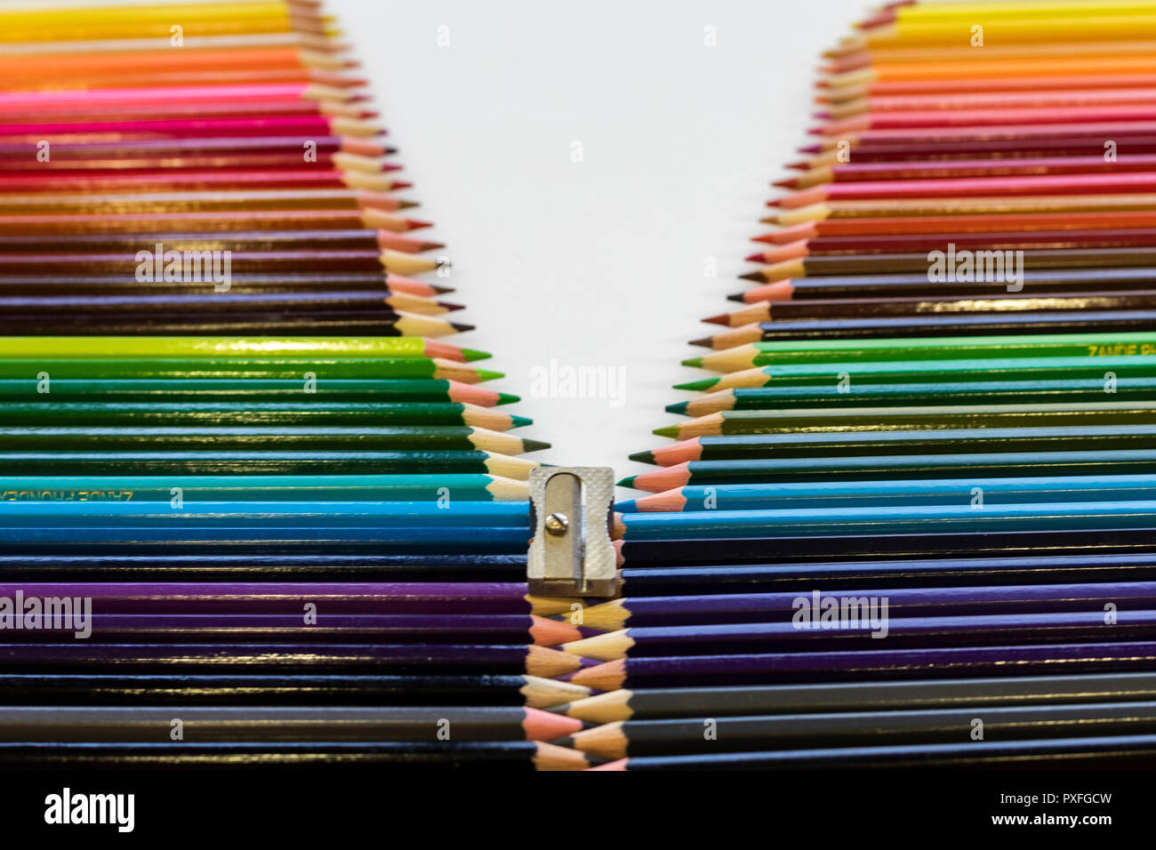 Different shapes with colored pencils Stock Photo Alamy