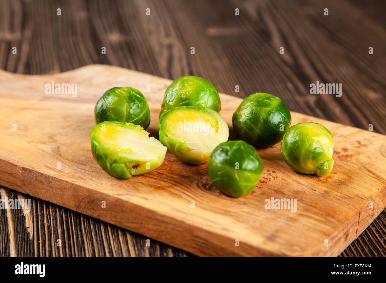 Fresh brussles sprouts isolated on white background Stock Photo