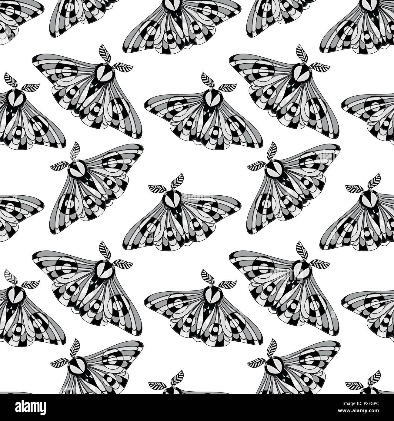Night moth seamless pattern.. Butterfly pattern. Vector illustration of ...