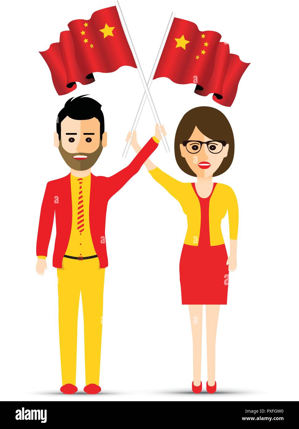 Chinese man woman cartoon couple hi-res stock photography and images ...