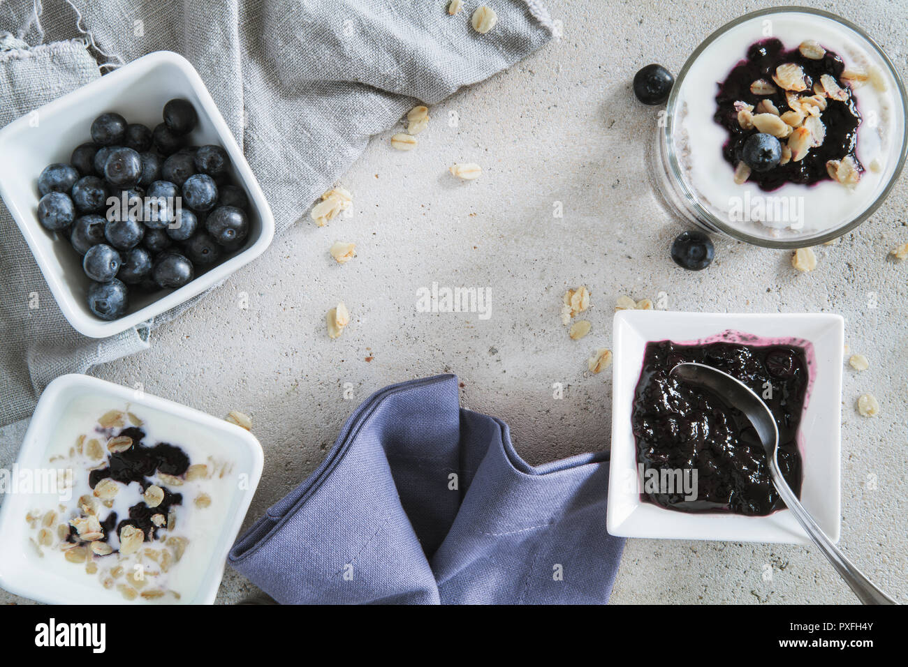 Healthy blueberry breakfast Stock Photo Alamy