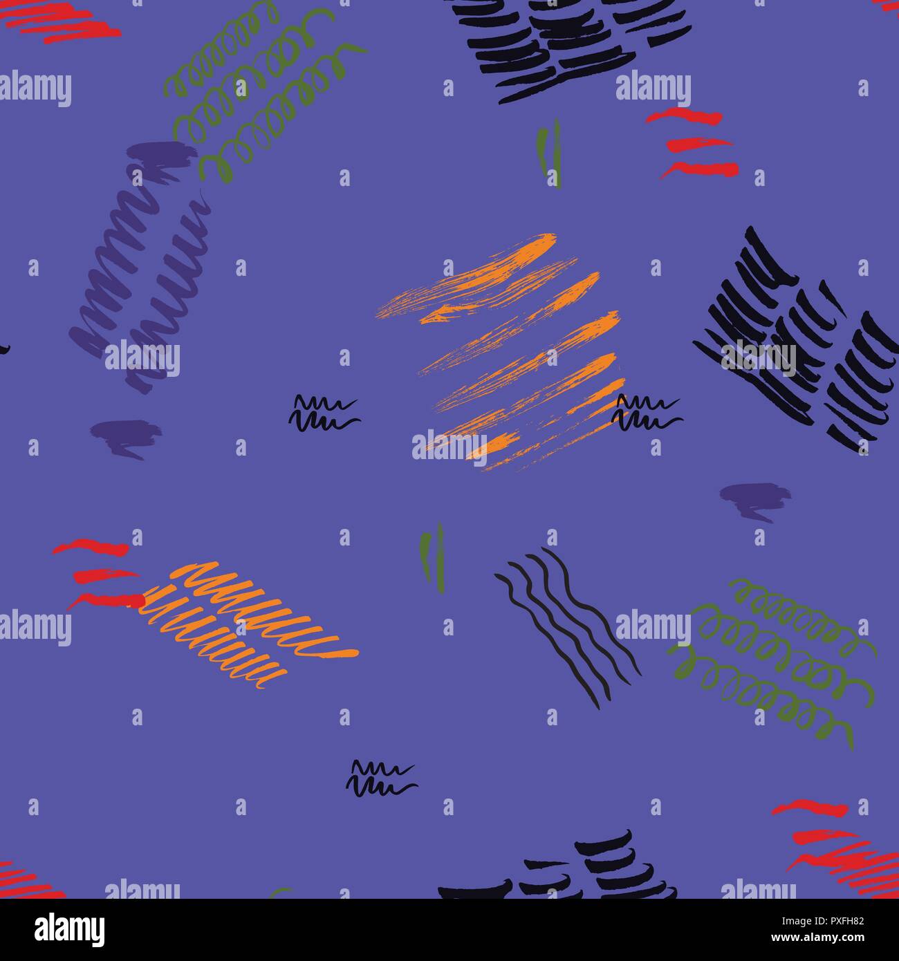 Seamless pattern hand drawn with a brush strokes. Abstract brushstrokes ...