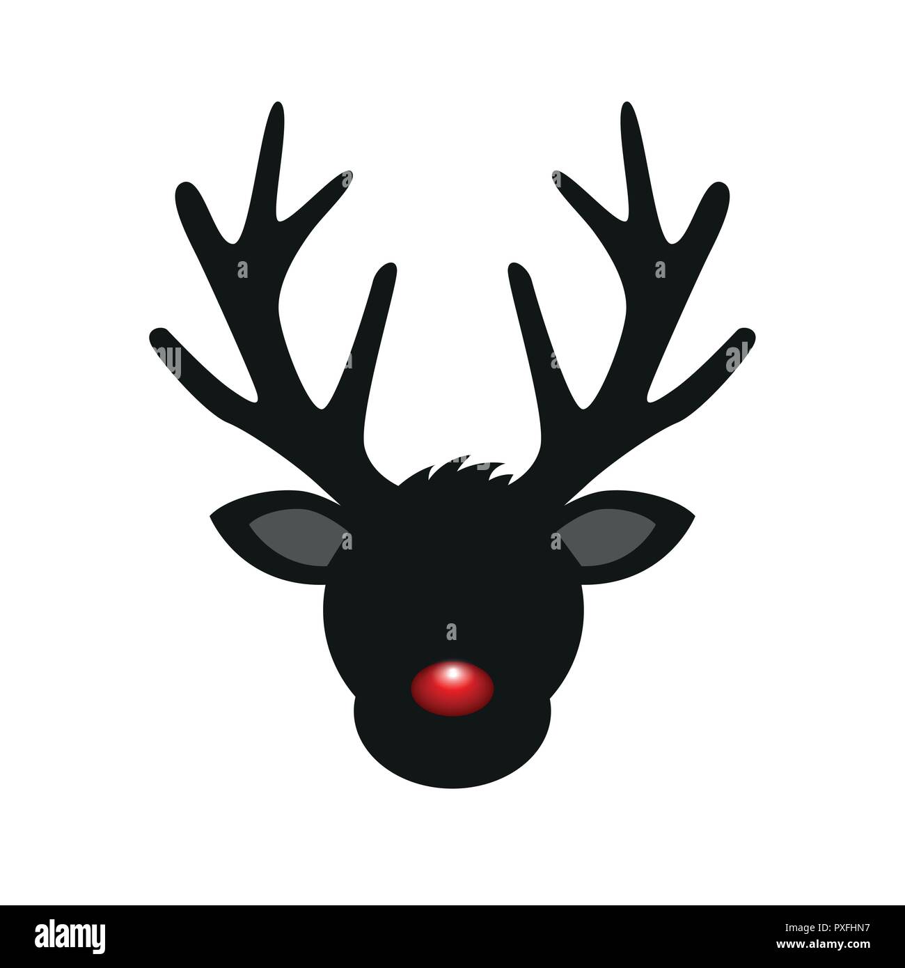 reindeer head silhouette with red nose for christmas vector illustration EPS10 Stock Vector