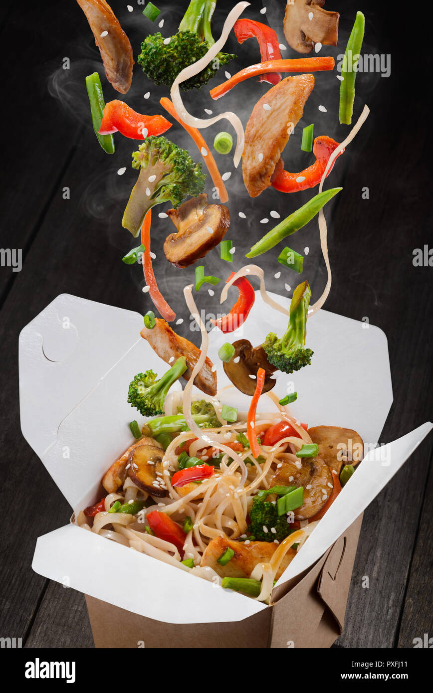Warm chinese food in box Stock Photo Alamy