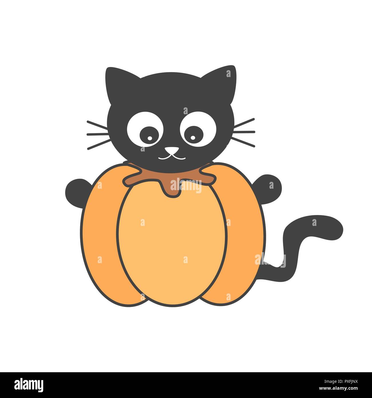 cute cartoon black cat in a pumpkin funny vector halloween illustration  Stock Vector Image & Art - Alamy