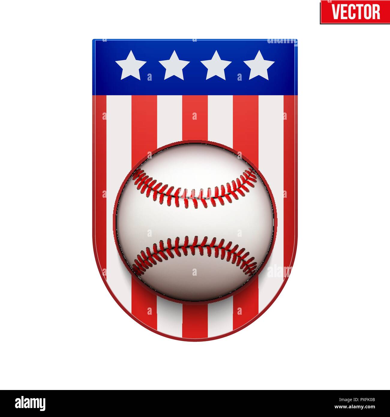 Baseball Badge and Label with USA Flag Stock Vector