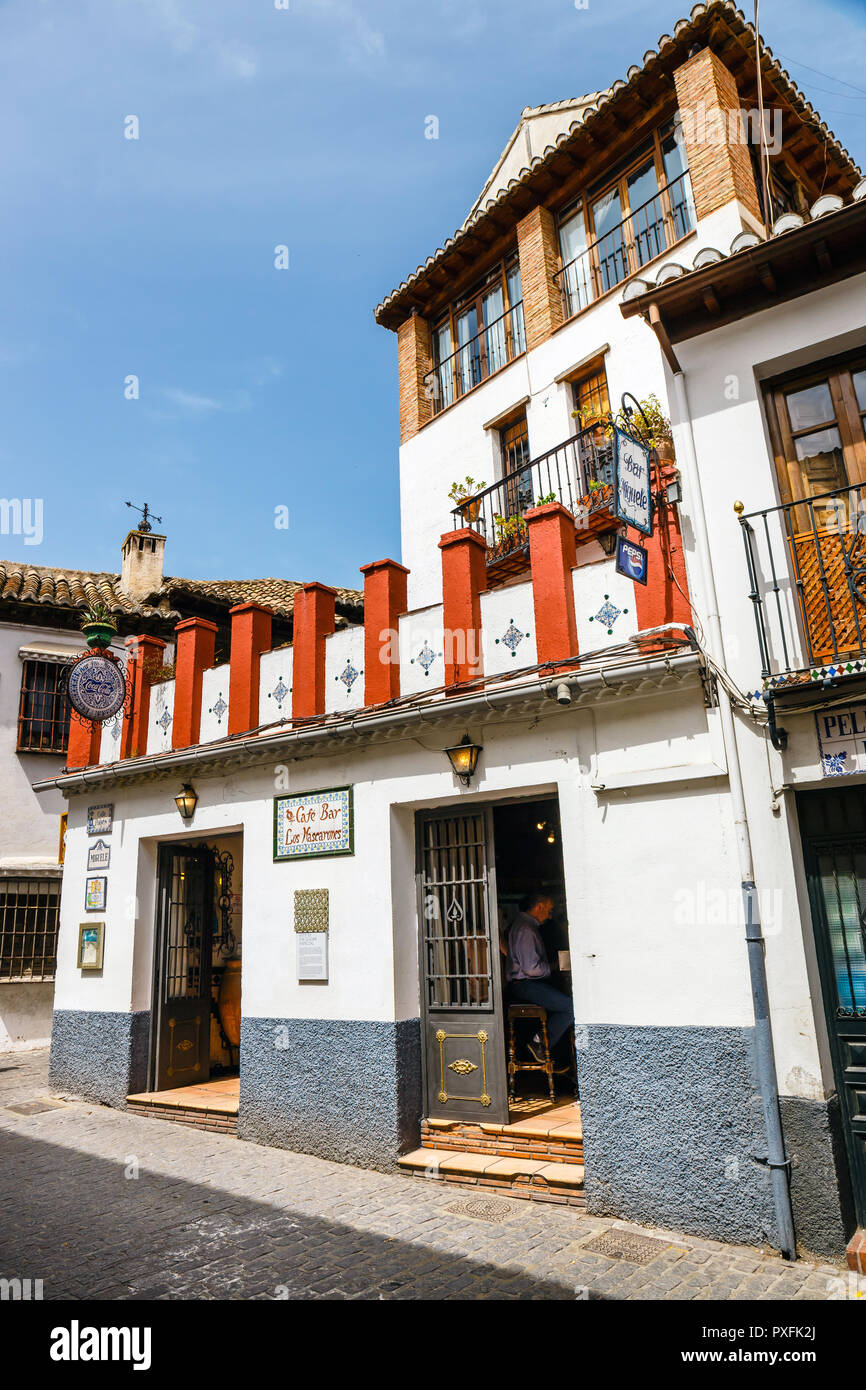 Granada, Spain, April 06, 2018: : Facade of a traditional Granada, Spain, April 06, 2018: : Facade of a traditional