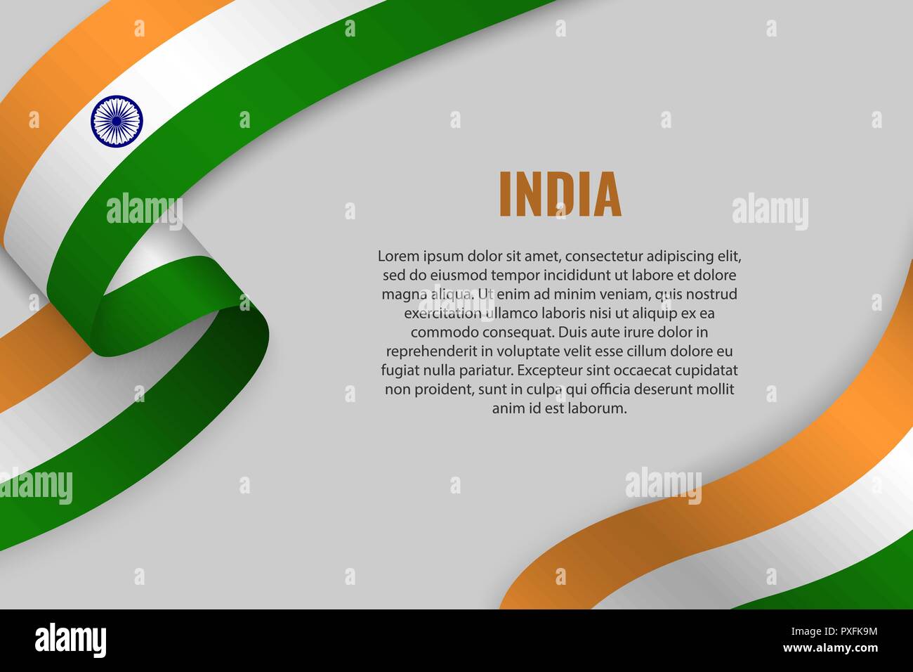 Waving ribbon or banner with flag of India. Template for poster design ...