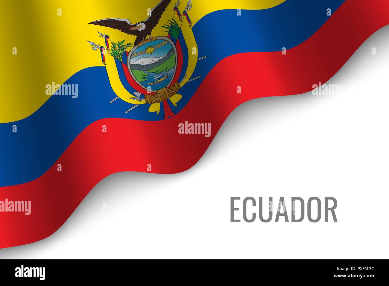 waving flag of Ecuador with copyspace. Template for brochure. vector ...