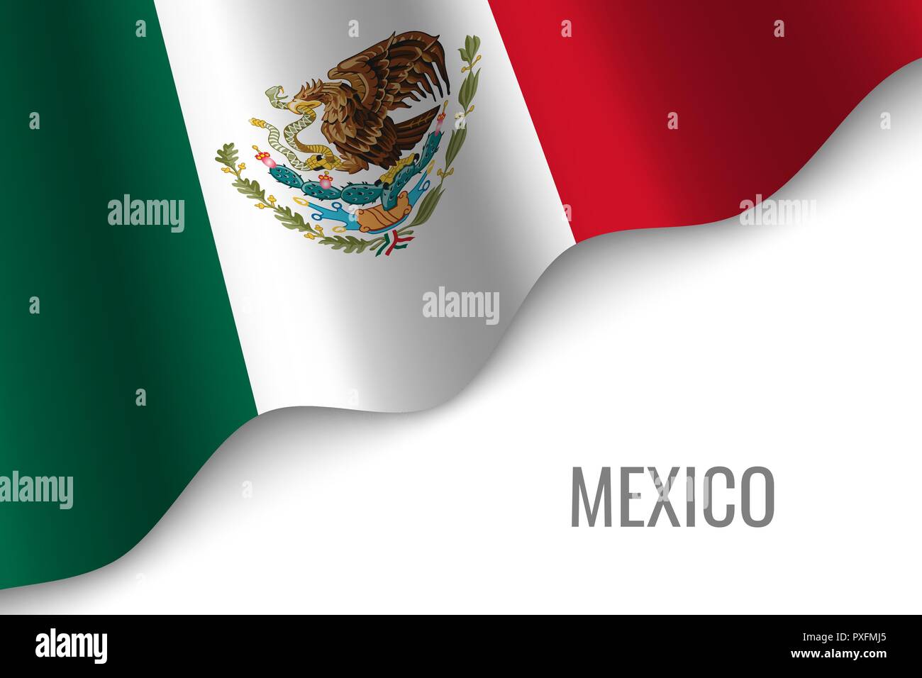 waving flag of Mexico with copyspace. Template for brochure. vector ...