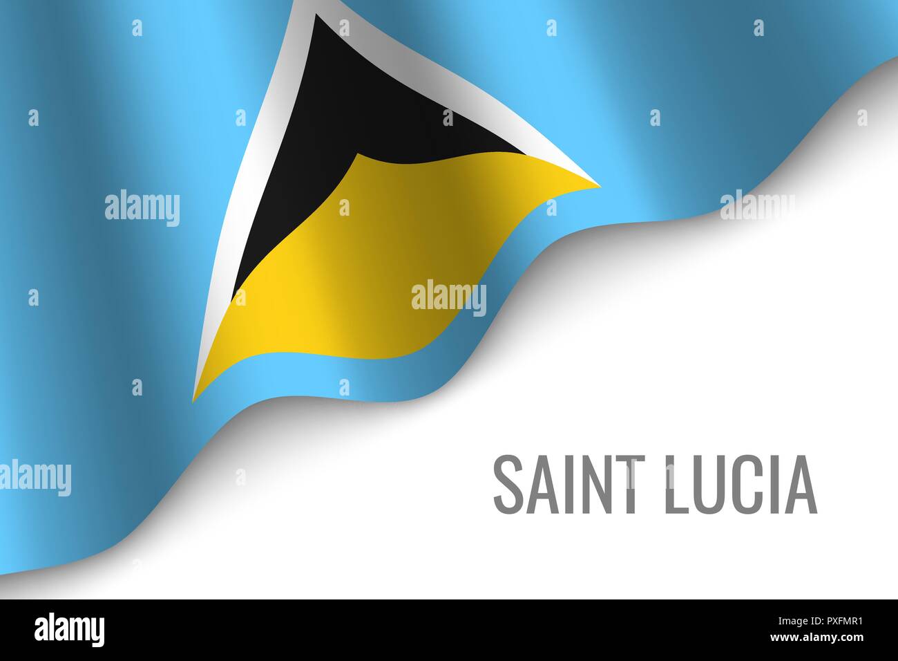 waving flag of Saint Lucia with copyspace. Template for brochure. vector illustration Stock Vector