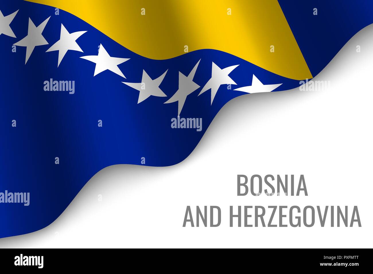 waving flag of Bosnia and Herzegovina with copyspace. Template for ...