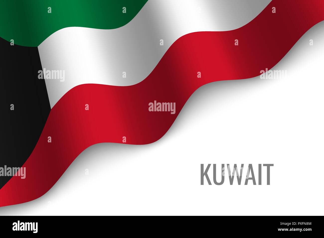 waving flag of Kuwait with copyspace. Template for brochure. vector ...