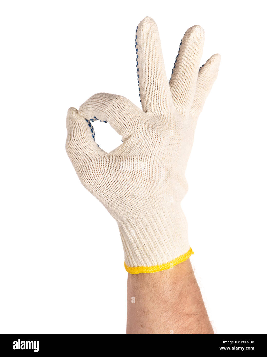 Male hand wearing working glove Stock Photo Alamy
