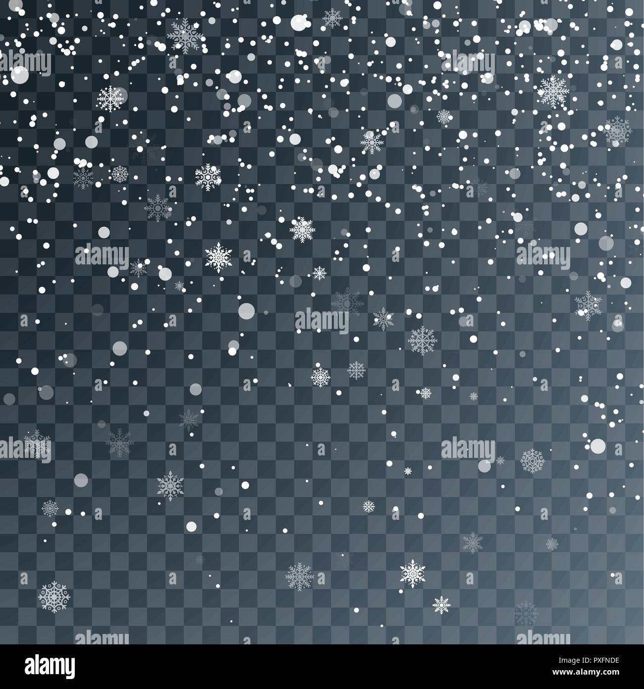 Falling snowflakes on transparent background. Christmas and New Year ...
