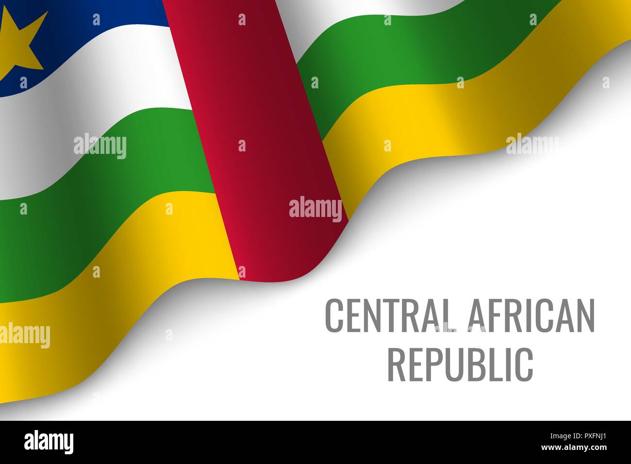 waving flag of Central African Republic with copyspace. Template for brochure. vector illustration Stock Vector