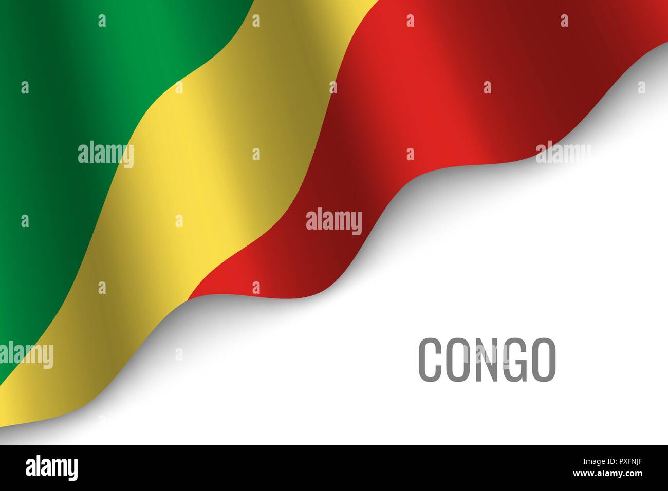 waving flag of Republic of the Congo with copyspace. Template for ...