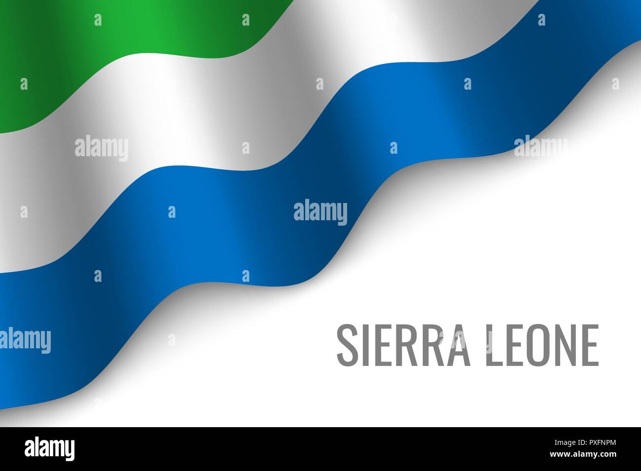waving flag of Sierra Leone with copyspace. Template for brochure ...