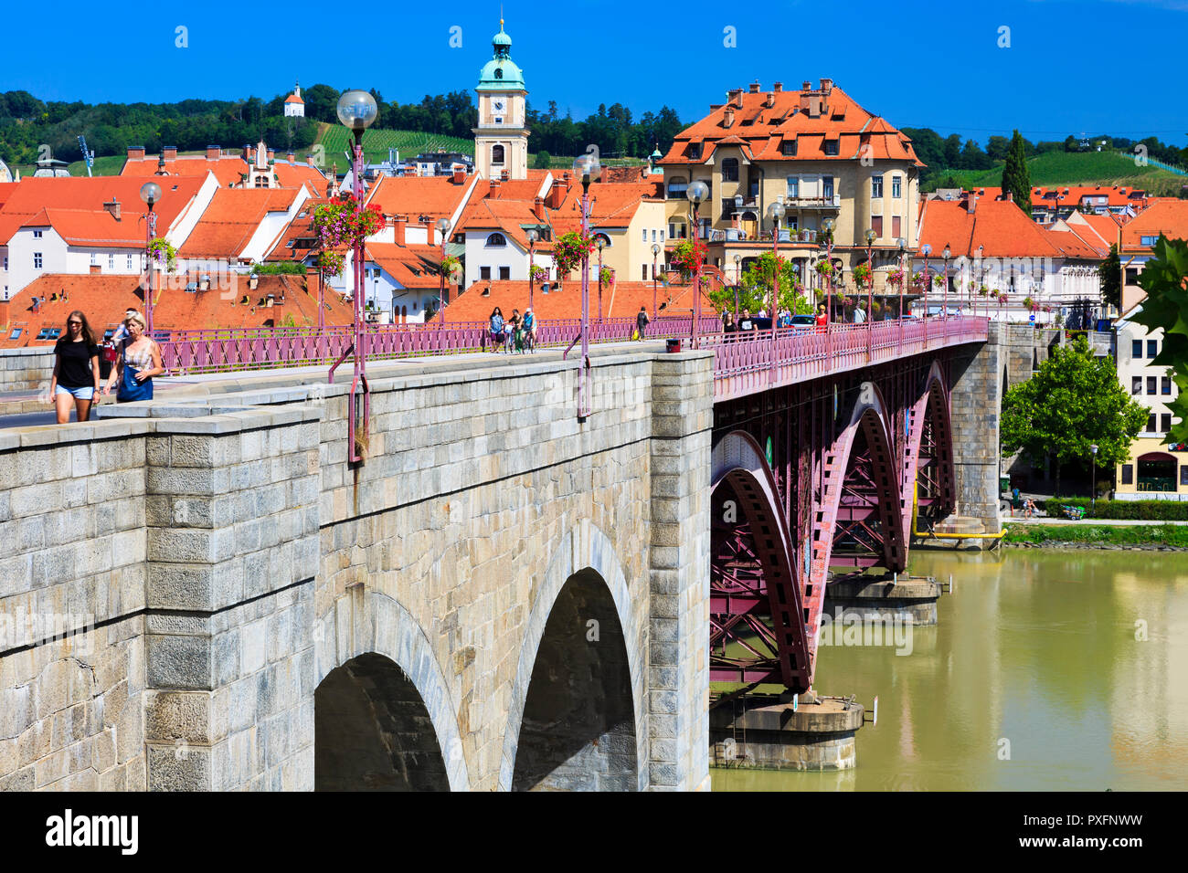 Old bridge and Old Town. Stock Photo