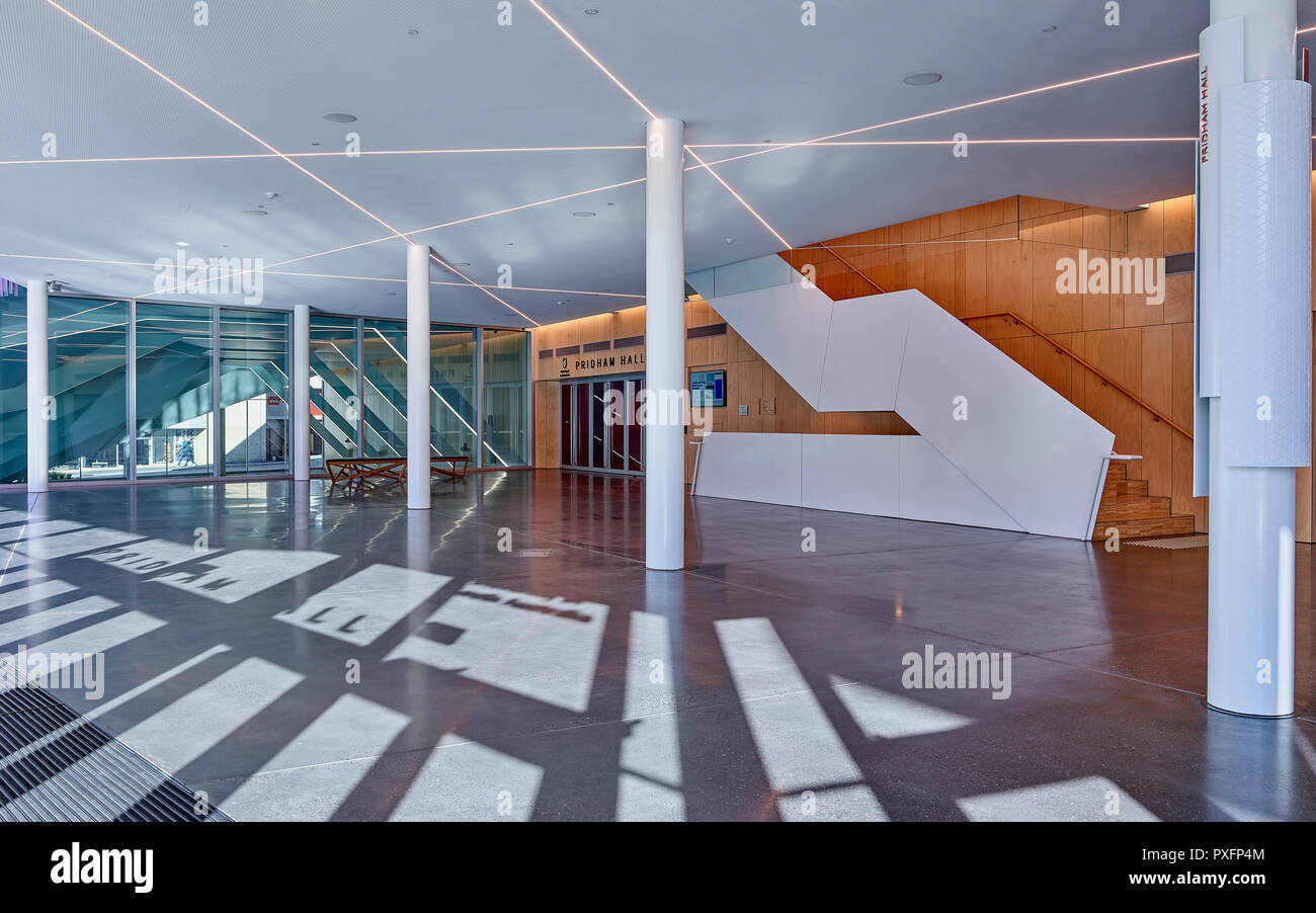 Building foyer space. Pridham Hall, Adelaide, Australia. Architect: Snøhetta and JPE Design Studio, 2018. Stock Photo