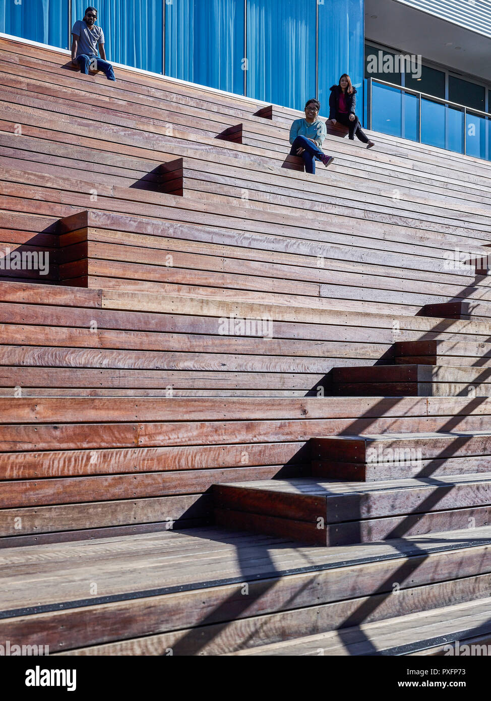 Bleacher seating. Pridham Hall, Adelaide, Australia. Architect: Snøhetta and JPE Design Studio, 2018. Stock Photo