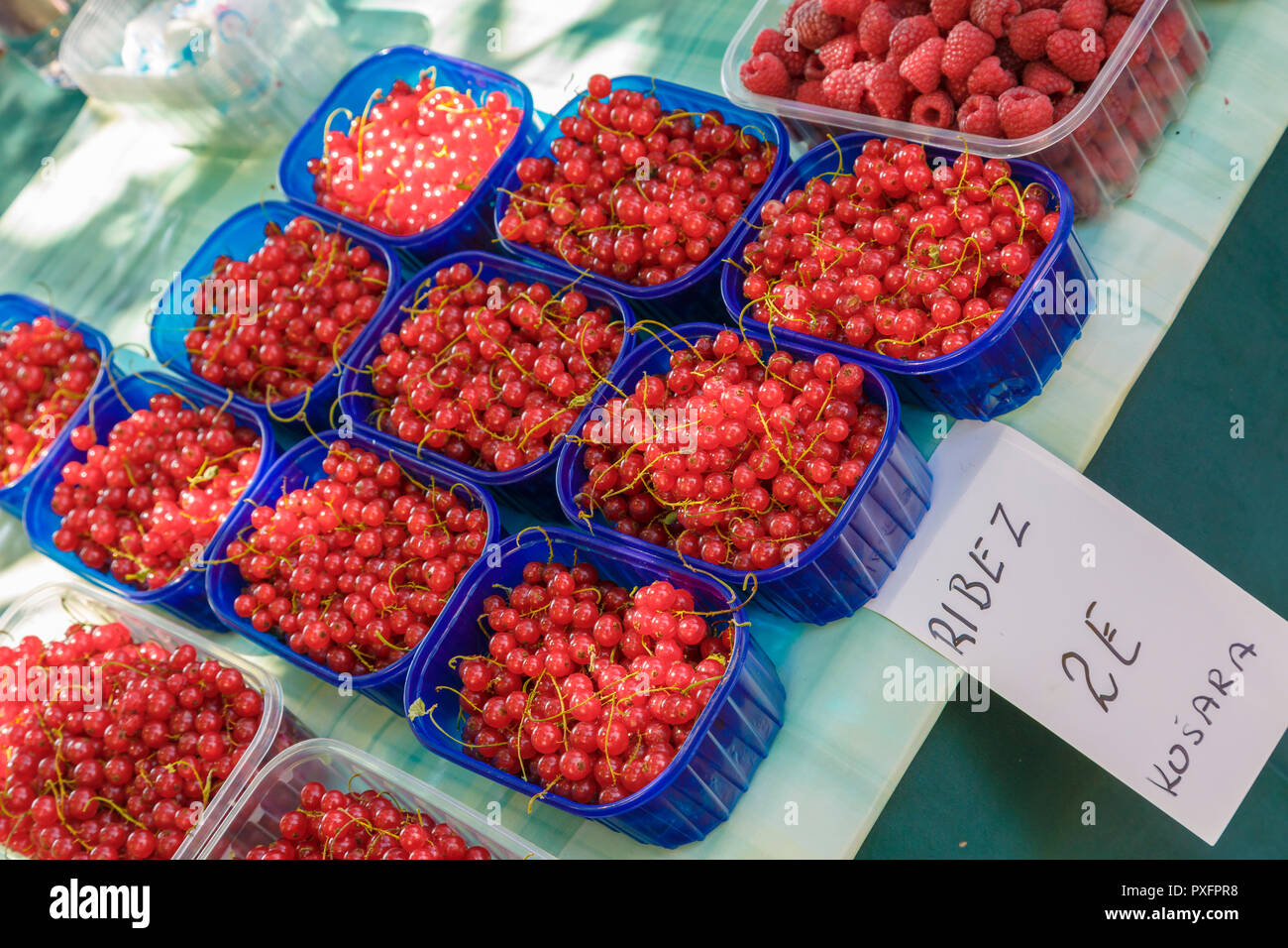 Currant fruits in a street stall. Stock Photo