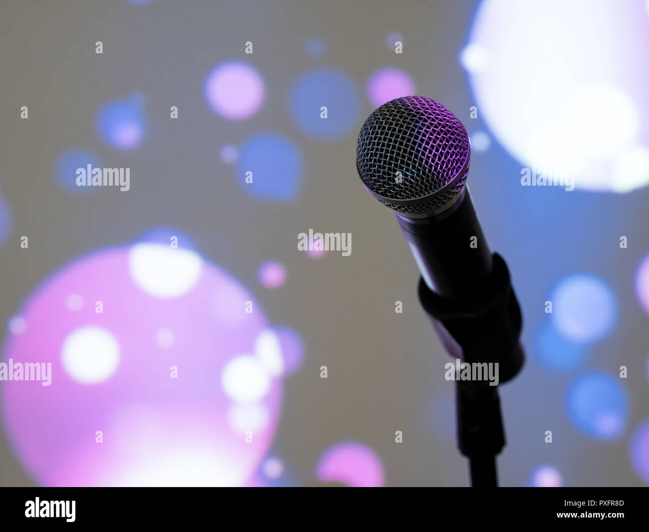 Wireless microphone on stage at club indoors Stock Photo Alamy