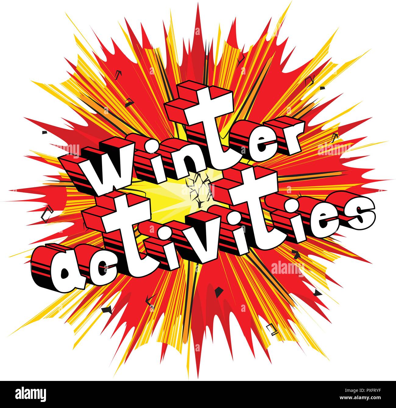Winter Activities - Vector illustrated comic book style phrase. Stock Vector