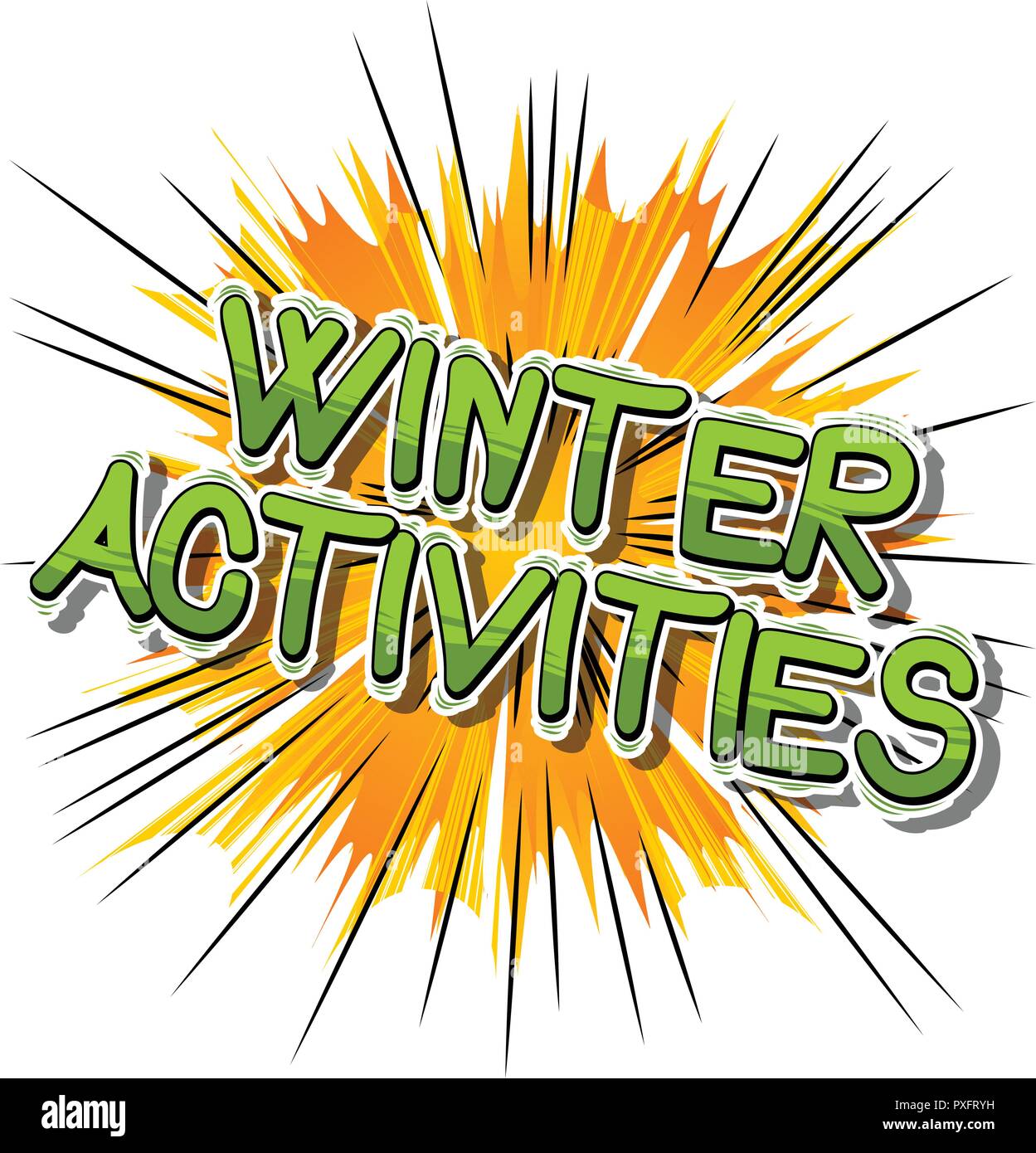 Winter Activities - Vector illustrated comic book style phrase. Stock Vector