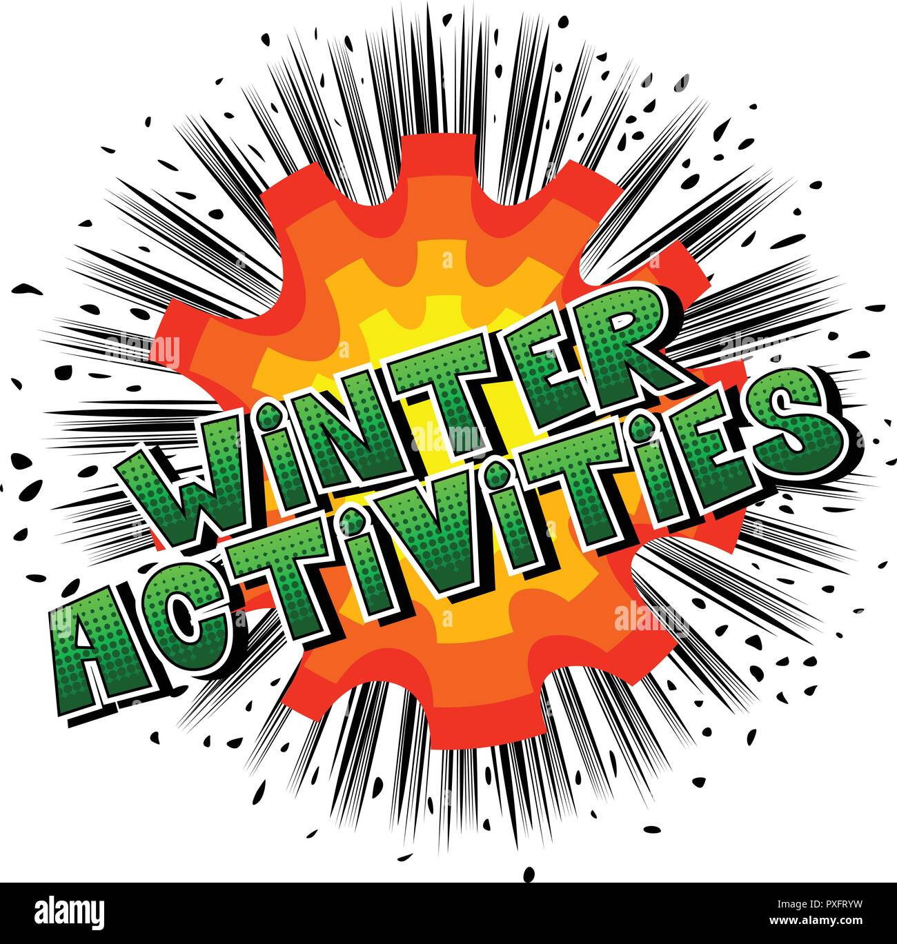 Winter Activities - Vector illustrated comic book style phrase. Stock Vector