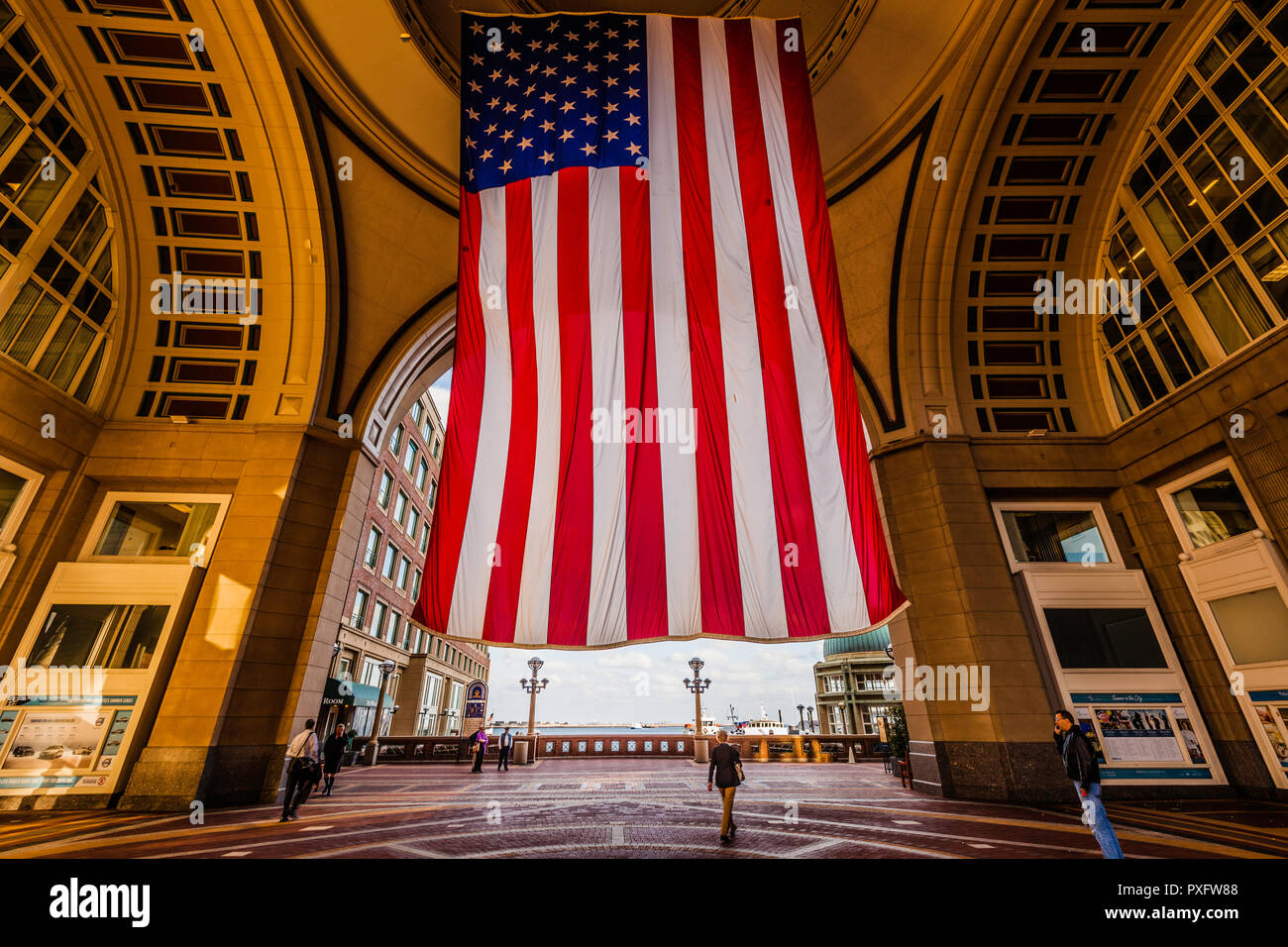 American Flag Boston Harbor Hotel   Boston, Massachusetts, USA Stock Photo