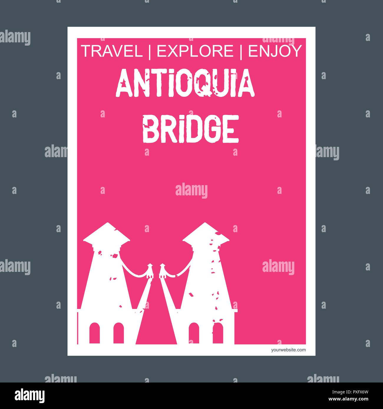 Antioquia Bridge Envigado, Colombia monument landmark brochure Flat style and typography vector Stock Vector