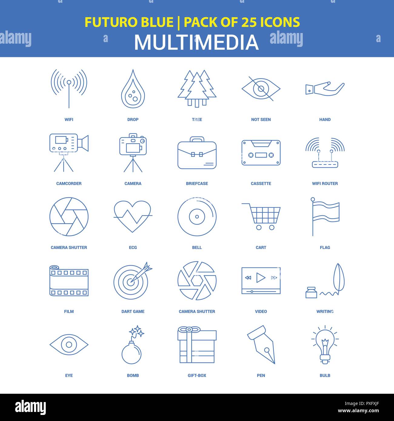 Multimedia Icons - Futuro Blue 25 Icon pack Stock Vector Image & Art ...